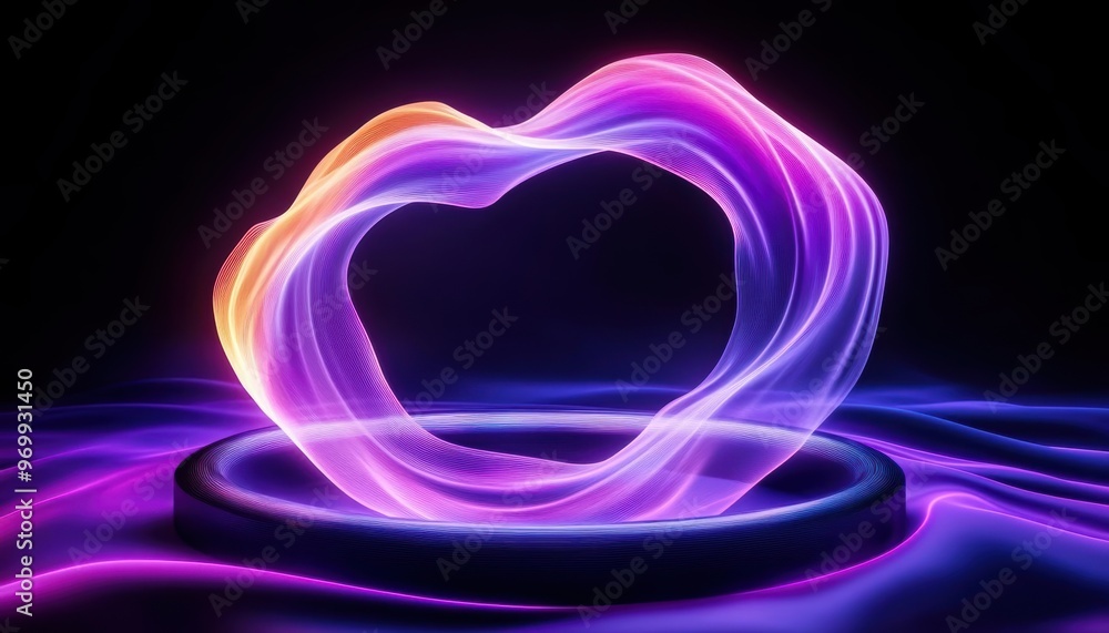 Poster abstract swirl of colorful light creating a vibrant motion effect against a dark background, perfect