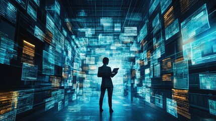 Obraz premium Person Navigating a Digital World.