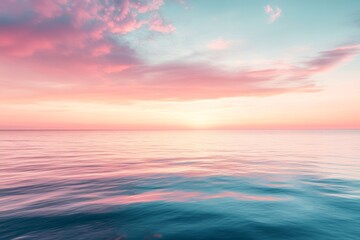 Sunset Over Calm Ocean Waters During Twilight, Creating a Serene Atmosphere at Dusk