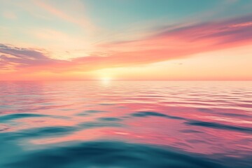 Obraz premium Sunset Over Calm Ocean Waters During Twilight, Creating a Serene Atmosphere at Dusk