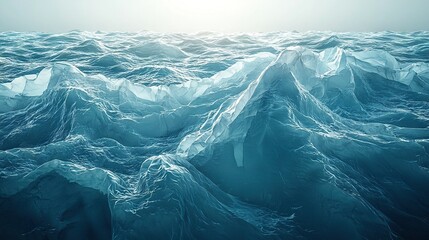 Fototapeta premium Iceberg cluster in water with bright sun