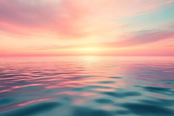Obraz premium Sunset Over Calm Ocean Waters During Twilight, Creating a Serene Atmosphere at Dusk