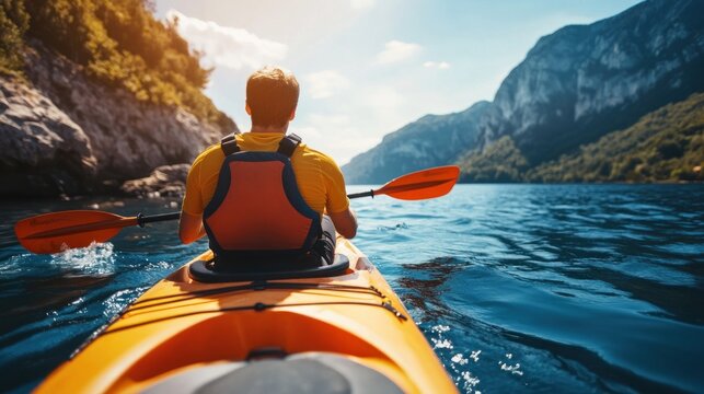 Kayaking Adventure in Mountain Lake