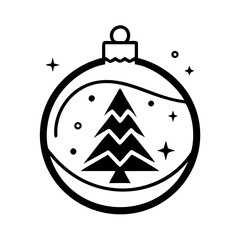 Obraz premium Black and white Christmas ornament with a silhouette of a tree and decorative elements 