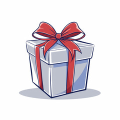 Obraz premium Charming gift box with a red ribbon and bow on a white background