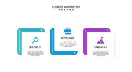 Horizontal progress bar featuring 3 arrow-shaped elements, symbolizing three six stages of business strategy and progression. Clean timeline infographic design template. Vector for presentation
