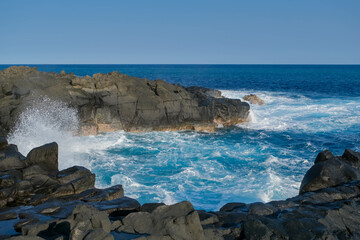 Beautiful coastal landscape on the island of La Reunion, France