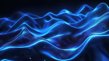 Obraz premium Dynamic blue abstract background with flowing wavy lines creating a modern digital atmosphere