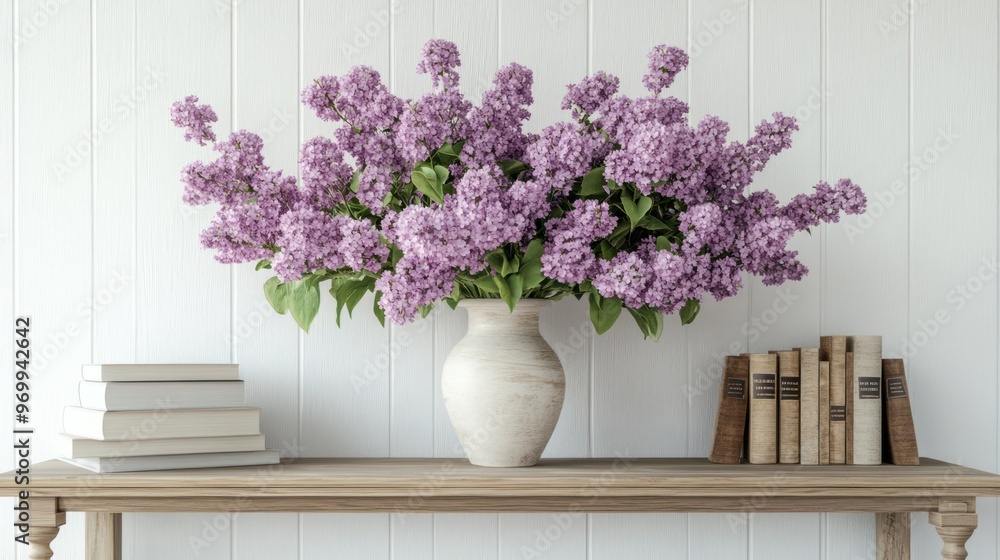 Canvas Prints Lilac Flowers in a Vase on a Table