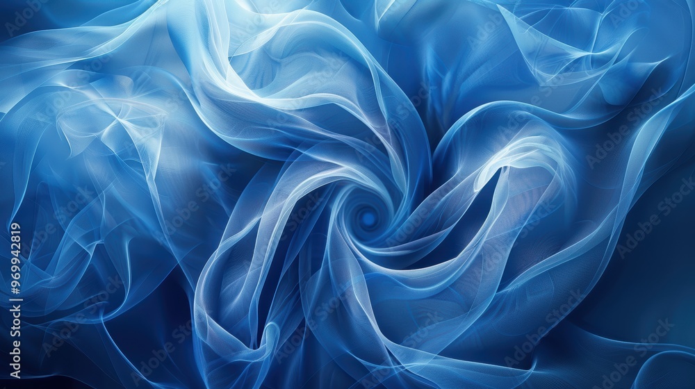 Poster abstract swirling blue patterns create a dynamic visual effect in a vibrant background
