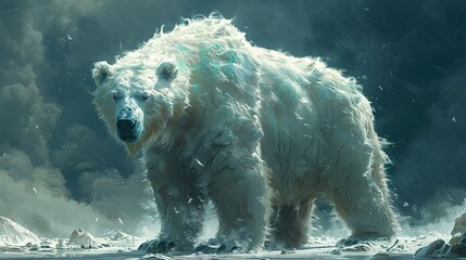 Majestic Polar Bear in a Frozen Landscape