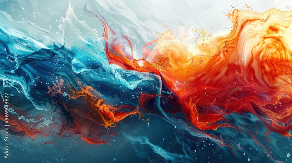 Poster vibrant abstract artwork showcasing fluid colors and dynamic patterns in a creative blend