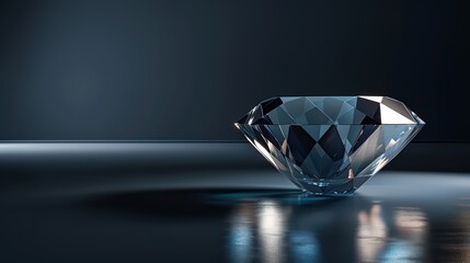 A stunning diamond shines in ambient light, reflecting facets and creating a beautiful display of colors in a dark environment.