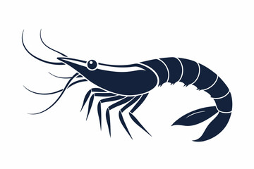 shrimp silhouette vector illustration on white background 