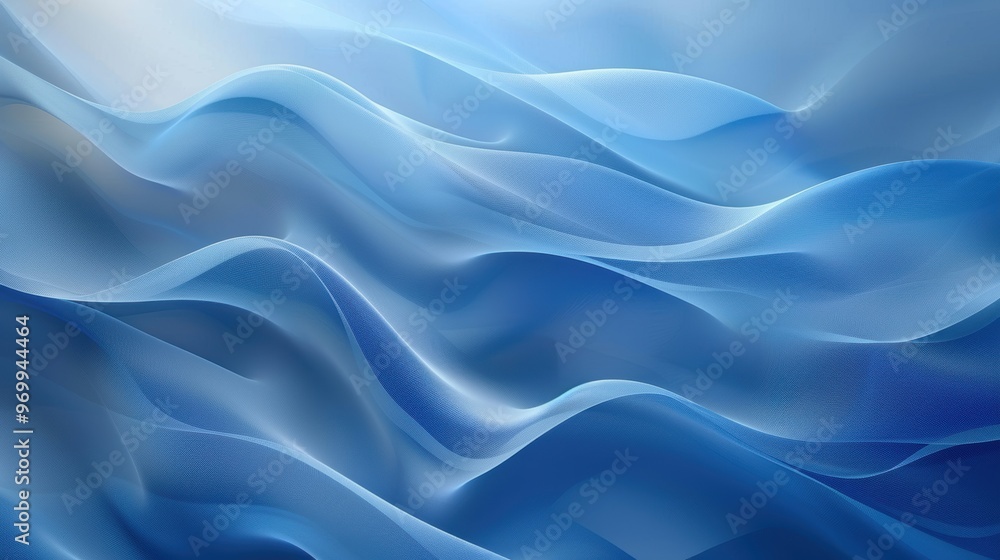 Poster soft blue abstract background with flowing waves creating a tranquil and calming atmosphere