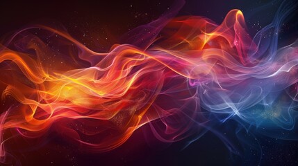 Fototapeta premium Vibrant abstract wallpaper with flowing waves of color in a captivating dark background