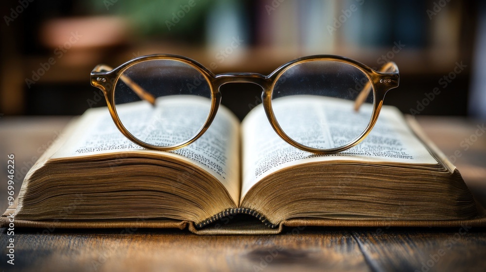 Poster Reading Glasses on an Open Book