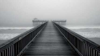 Obraz premium Misty Pier leading to the sea