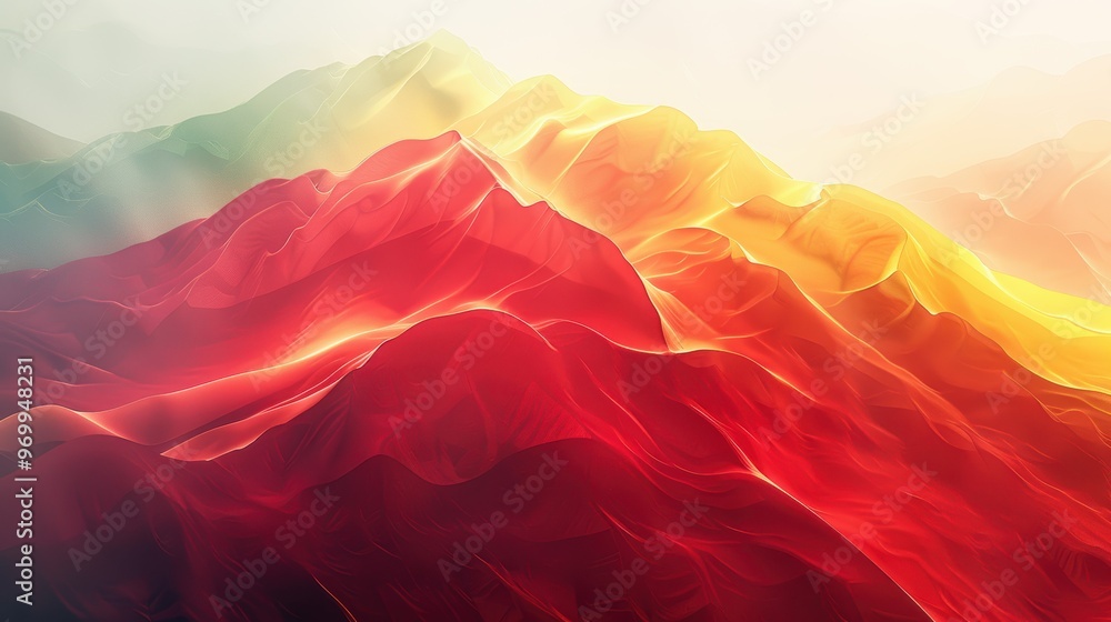 Poster vibrant abstract background with gradient lines resembling colorful mountain peaks at dawn