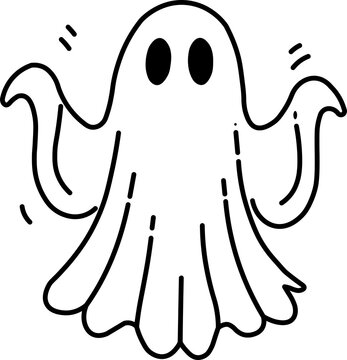 recommend clip art: Illustration of a ghost. Ghost with minimalist outlines in black.png