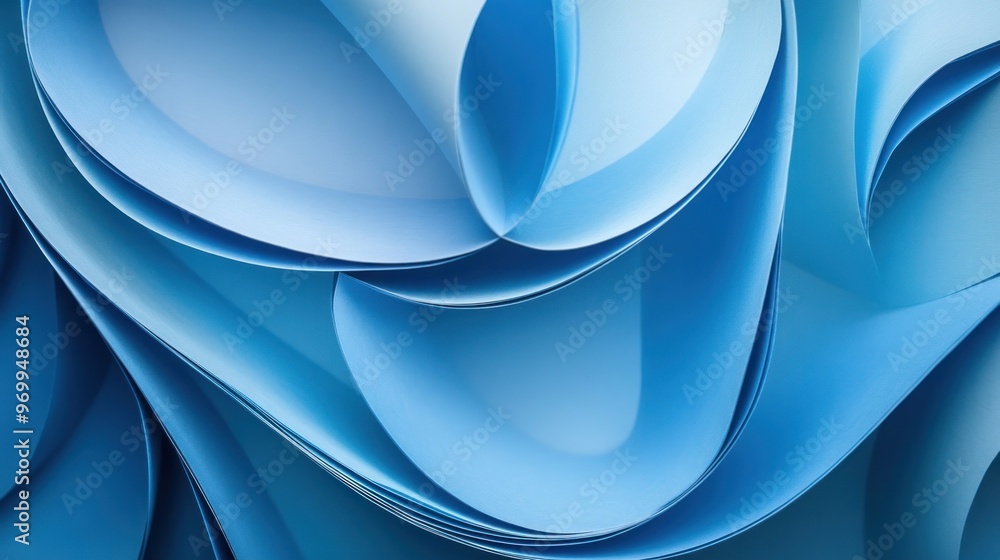 Sticker abstract blue paper curves