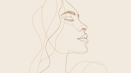 Line drawing illustration of a woman's face, minimalist art style.
