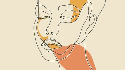 Naklejka premium Line drawing illustration of a woman's face, minimalist art style.