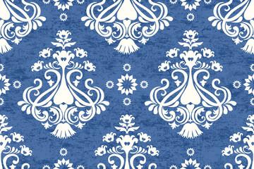 Ikat floral paisley embroidery seamless pattern. Ikat ethnic flower oriental pattern traditional. Motifs African boho. Ethnic ikat floral Border Indian floral Aztec embroidery border