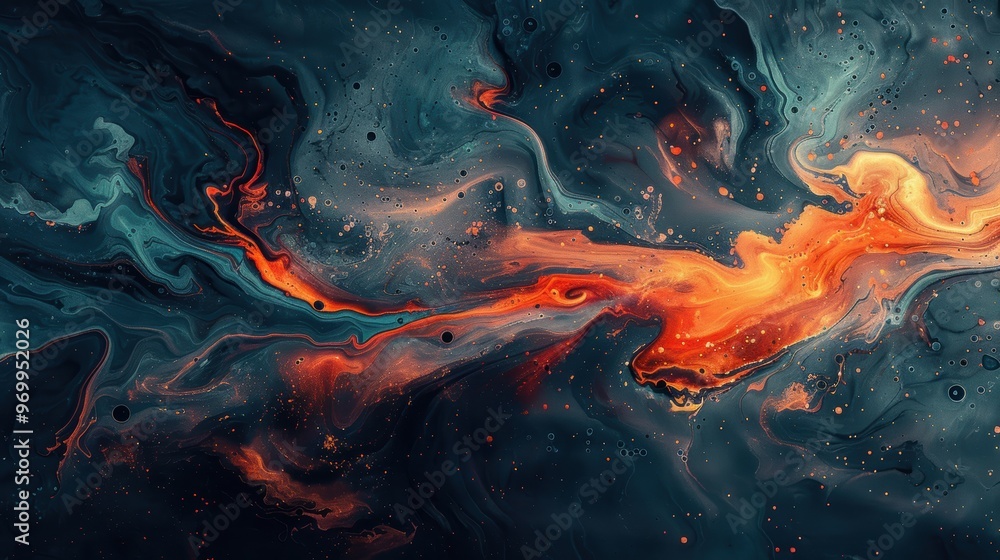 Poster vibrant abstract wallpaper featuring swirling colors and dynamic patterns in a deep, cosmic setting