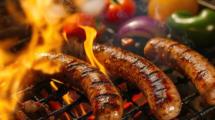   Grilling sausages and hotdogs together