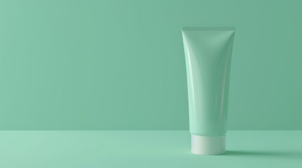 Stylish mint green cosmetic tube on a matching background, perfect for skincare, beauty, or product advertisement.