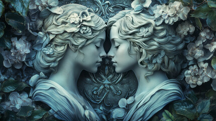 Place Gemini in a seasonal context, such as spring or early summer, to reflect the time of year when this sign is prominent. Use seasonal elements to enhance the thematic representation