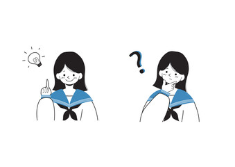 勉強を頑張るセーラー服の女学生