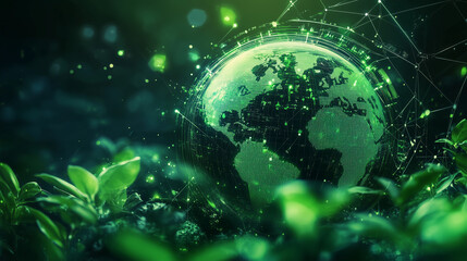 Fototapeta premium Green tech, sustainable development goals background