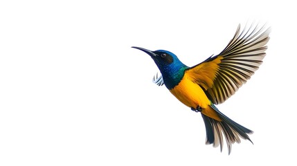 Obraz premium Regal Sunbird Flying on White Background, Photo Realistic, Wallpaper, Cover and Screen for Smartphone, PC, Laptop, 9:16 and 16:9 Format
