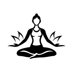 Yoga Icon Female Silhouette Clipart - Transparent Background