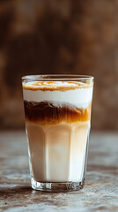 Iced coffee with layers of milk and coffee creates refreshing drink