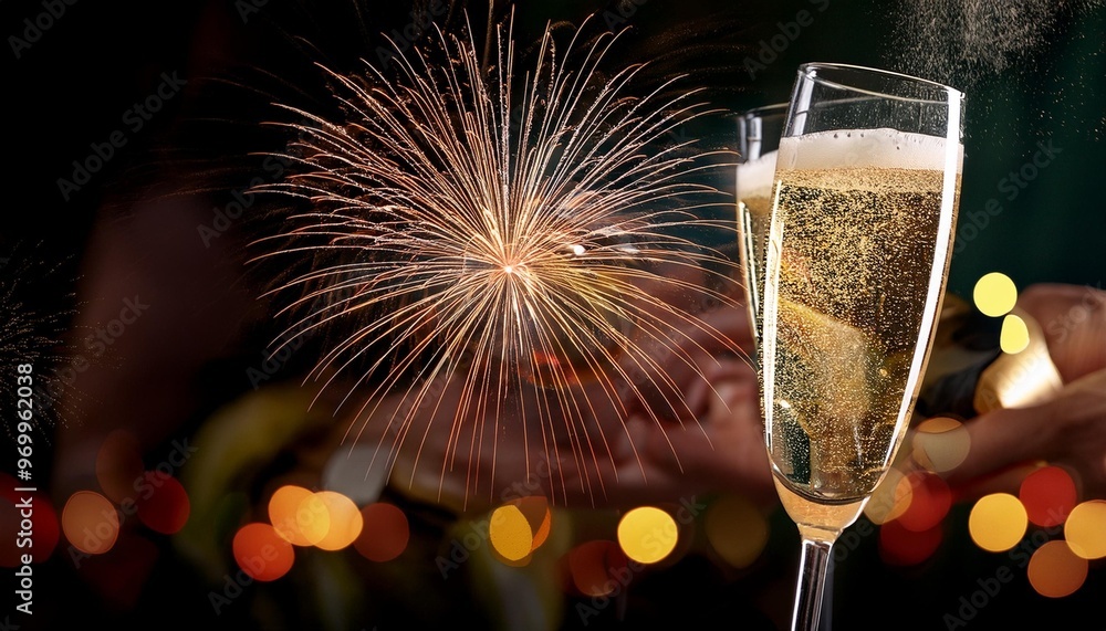 Wall mural champagne with fireworks