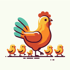 Mother hen with chicks