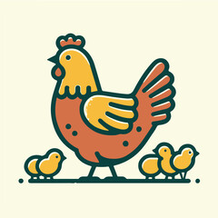 Obraz premium Mother hen with chicks