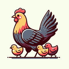 Mother hen with chicks