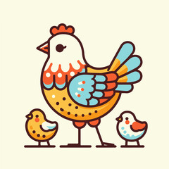 Mother hen with chicks