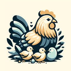 Mother hen with chicks