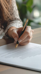 person signing a contract, closeup, created with generative AI technology