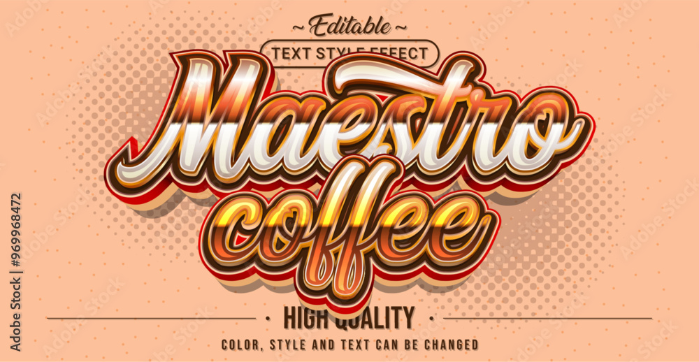 Aufkleber editable text style effect - maestro coffee text style theme.