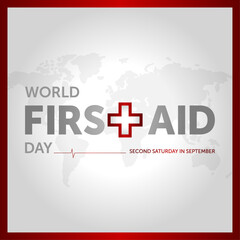 second saturday in september world first aid day concept design vector illustration