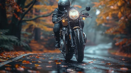 A vintage motorcycle on a scenic road, capturing the spirit of adventure and freedom