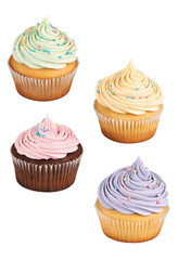 Cupcakes with frosting on a transparent background