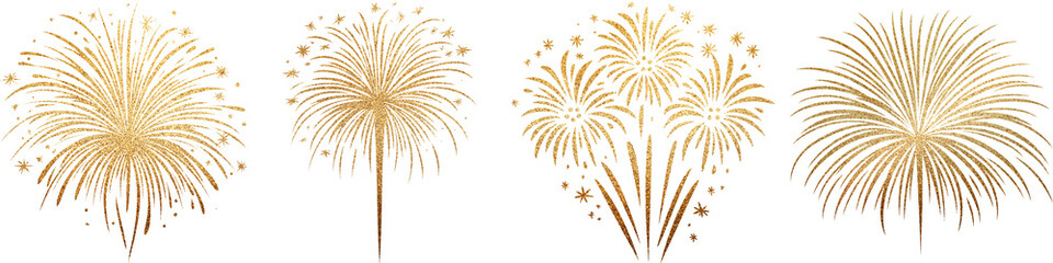 Fototapeta premium Gold Glitter Fireworks Illustration – Festive Celebration Sparkle Art