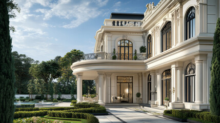 Fototapeta premium Showcase elegant design elements in architecture or interior design. Include classic architectural features, luxurious materials, and meticulous design details.